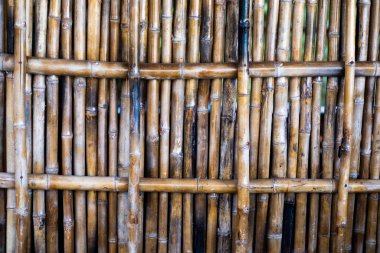 Eski bambu ahşap duvar dokusu arka planı 