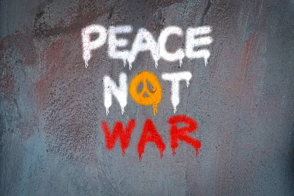 Peace not war spray paint on the wall — 스톡 사진