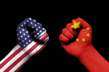 USA and China , international relations crisis clipart