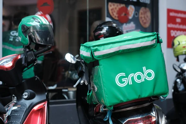 Grab Food Ist Ein Essenslieferdienst Bangkok City Thailand März 2020 — Stockfoto