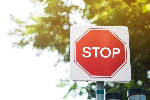 Stop Trafikskylt Gatan — Stockfoto