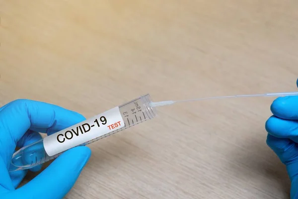 Covid Teste Laboratorial Swab Nasal Laboratório Hospitalar — Fotografia de Stock
