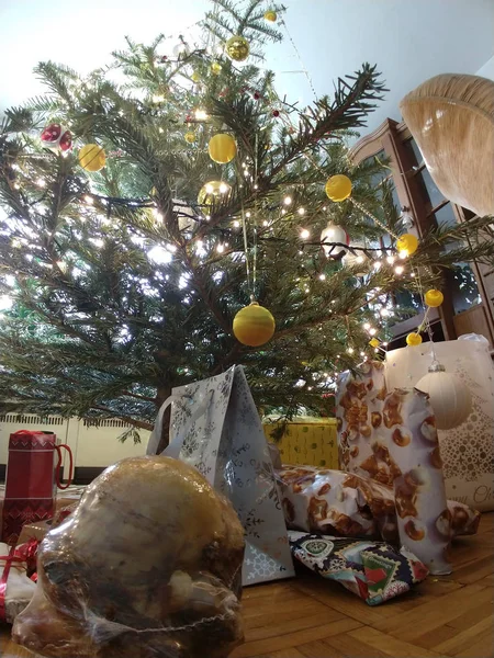 Arbre Noël Avec Décoration Maison — Photo