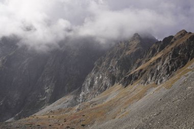 Dağlar. Rocky Tepesi. Yüksek Tatras, Slovakya 'da Sivy Zirvesi