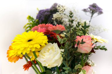 Beautiful bouquet of flowers close up shot