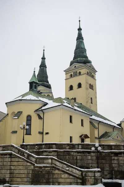 镇上的雪 斯洛伐克Zilina — 图库照片