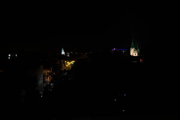 Beleuchtete Stadt Bei Nacht Stadtbild Bei Nacht — Stockfoto