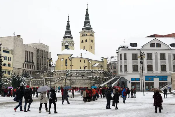 Nieve Ciudad Zilina Eslovaquia —  Fotos de Stock