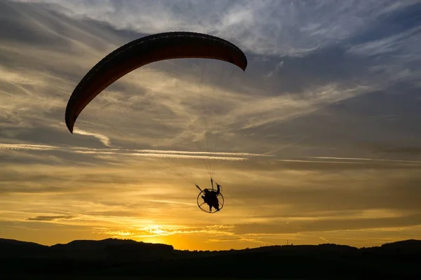 Paraglider Flying Air Colorful Sunset Slovakia — Stock Photo, Image