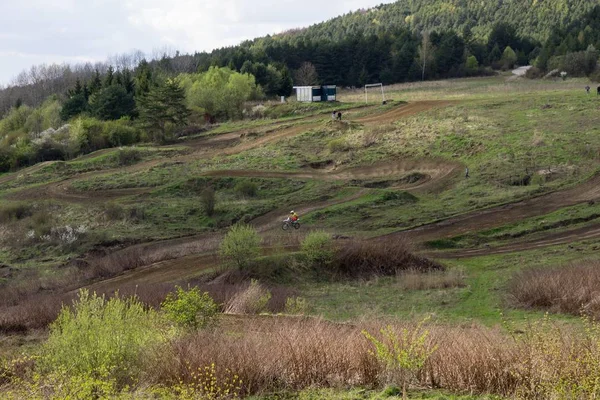 Žilina Slovensko Dubna 2017 Výcvik Motokrosové Jízdy Motorkář Volné Motokrosové — Stock fotografie