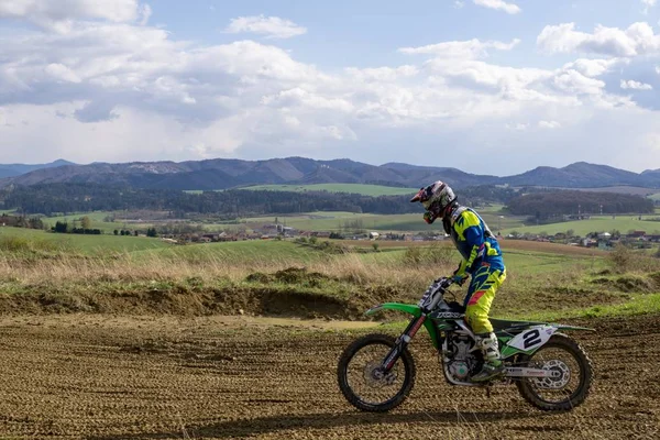 Närbild Skott Motocross Ryttare — Stockfoto