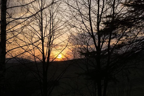 Sonnenuntergang Und Sonnenaufgang Mit Bunten Wolken Slowakei — Stockfoto