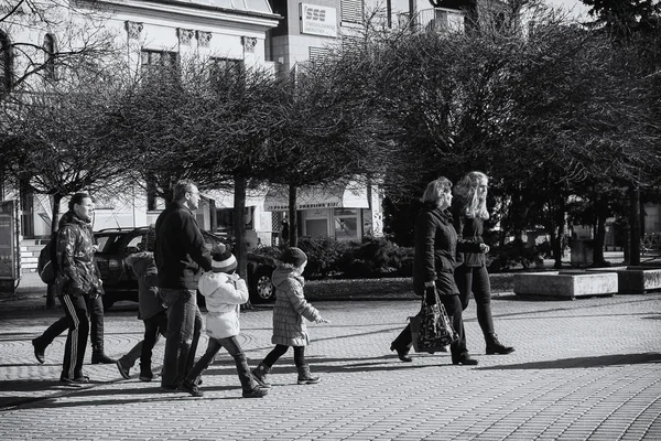 City Zilina Crowded Walking People Shadows Slovakia — Stock Photo, Image
