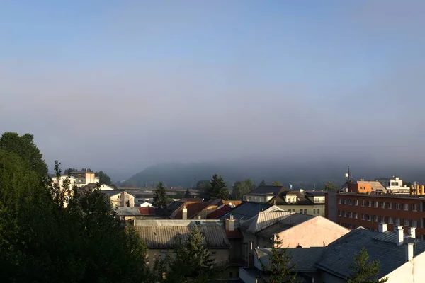 Alba Tramonto Sugli Edifici Della Città Slovacchia — Foto Stock