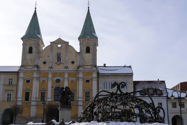 Nieve Ciudad Zilina Eslovaquia — Foto de Stock