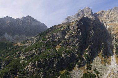 Dağlar. Rocky Tepesi. Yüksek Tatras, Slovakya 'da Sivy Zirvesi
