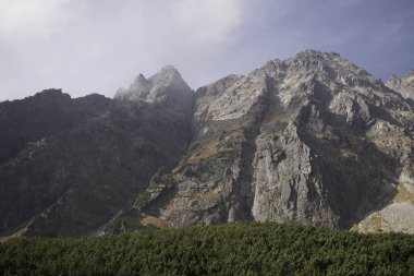 Dağlar. Rocky Tepesi. Yüksek Tatras, Slovakya 'da Sivy Zirvesi