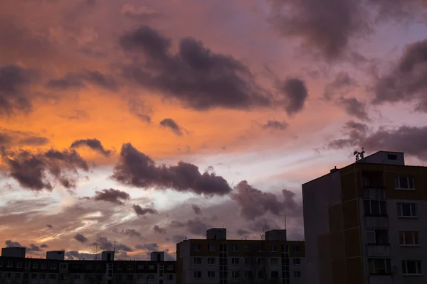 Zonsopkomst Zonsondergang Boven Gebouwen Zilina Stad Slowakije — Stockfoto