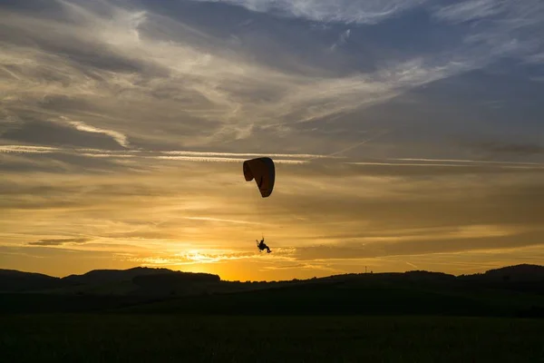 Paraglider Flying Air Colorful Sunset Slovakia — Stock Photo, Image