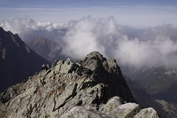 Dağlar. Rocky Tepesi. Yüksek Tatras, Slovakya 'da Sivy Zirvesi