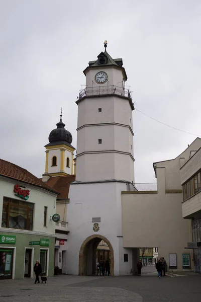 Napkelte Naplemente Zilina Város Épületei Felett Szlovákia — Stock Fotó