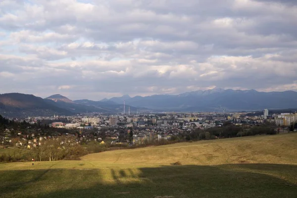 Alba Tramonto Sugli Edifici Della Città Zilina Slovacchia — Foto Stock