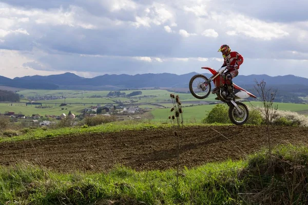 Motorcyclist Riding Rural Landscape — Stock Photo, Image