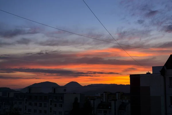 Восход Закат Над Зданиями Городе Жилина Словакия — стоковое фото