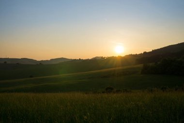 Arkasında dağlar olan güzel bir manzara.