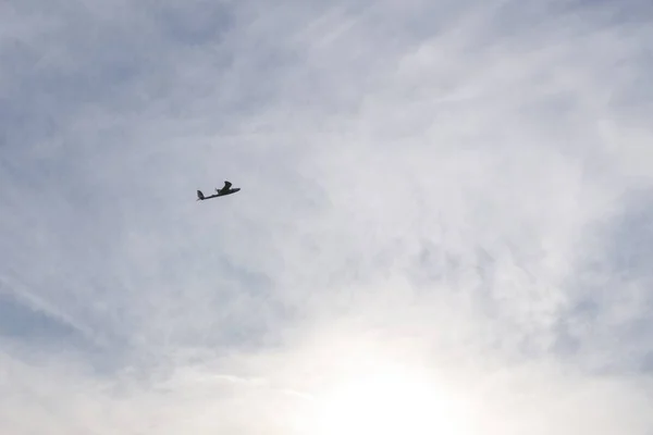 Blue Sky Clouds Plane — Stock Photo, Image