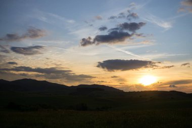 Güzel yaz doğası gün batımında
