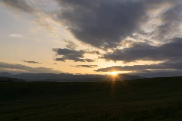 Magnifique Coucher Soleil Sur Les Collines Slovaquie — Photo