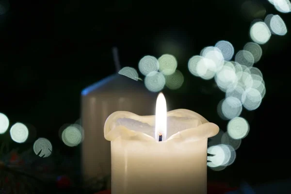 Candele Accese Sfondo Nero — Foto Stock