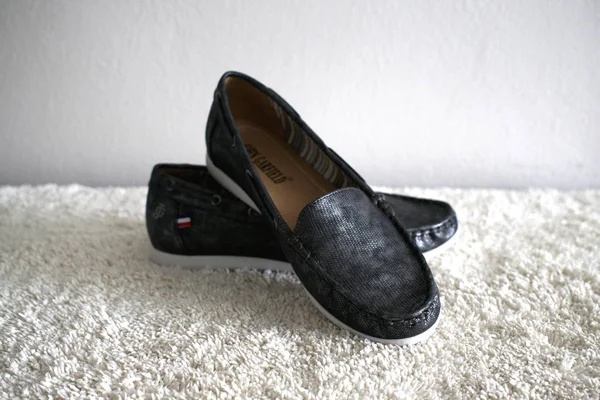 Sapatos Femininos Elegantes Segundo Plano Close — Fotografia de Stock