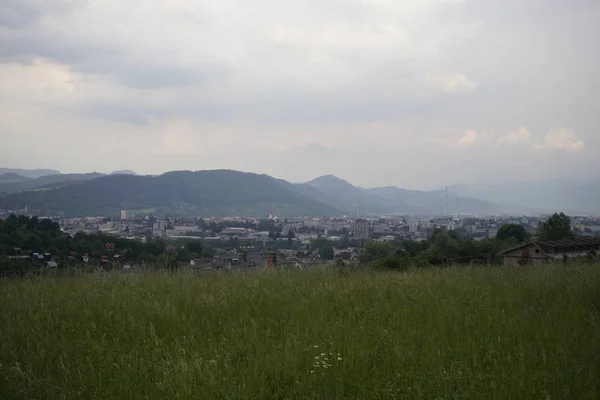 Salida Puesta Del Sol Sobre Los Edificios Ciudad Zilina Países — Foto de Stock