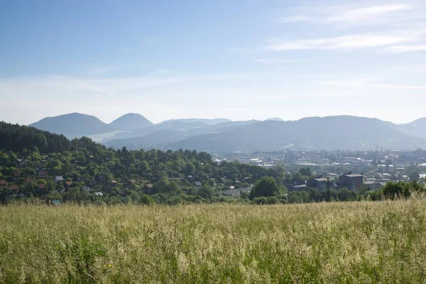 Salida Puesta Del Sol Sobre Los Edificios Ciudad Zilina Países — Foto de Stock