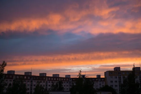 Lever Coucher Soleil Sur Les Bâtiments Ville Slovaquie — Photo