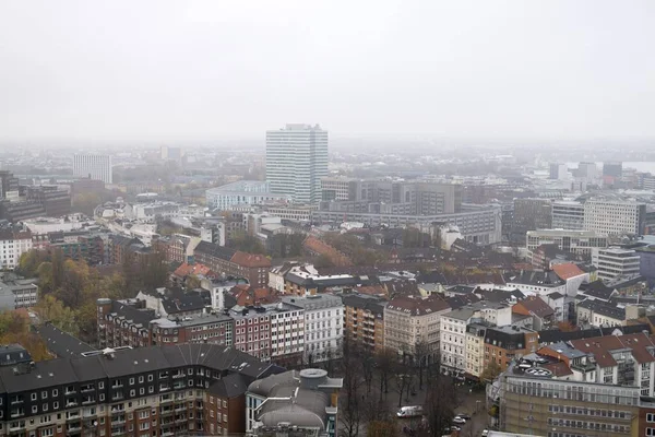 Foggy Paysage Urbain Jour Heure Prise Vue — Photo