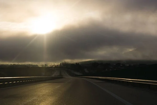 Denní Záběr Dálnice Pozadí Slovensko — Stock fotografie