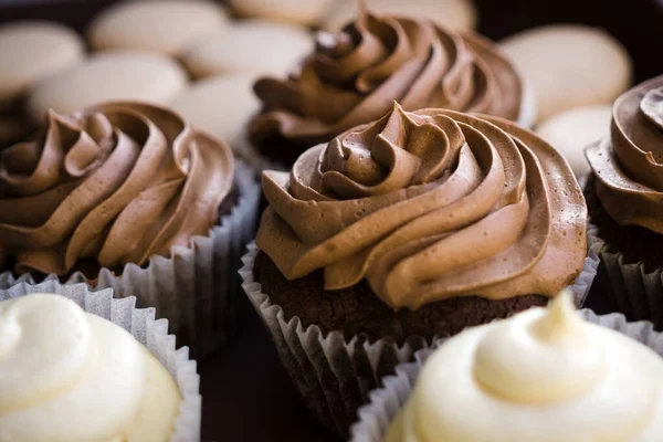 Savoureux Gâteaux Sucrés Sur Fond Gros Plan — Photo