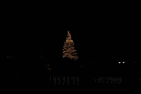 빛나는 크리스마스 트리의 슬로바키아 — 스톡 사진