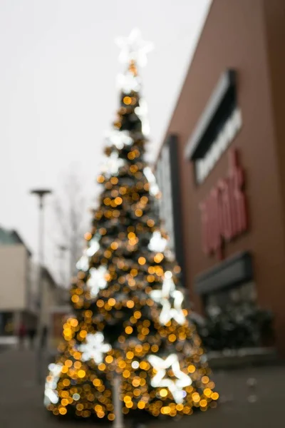 Vista Del Brillante Árbol Navidad Eslovaquia — Foto de Stock