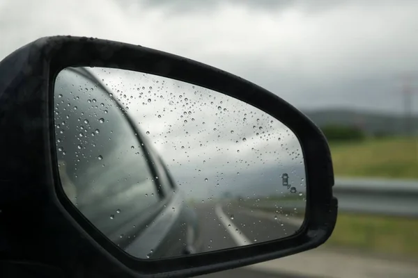 Gouttes Pluie Sur Côté Miroir — Photo