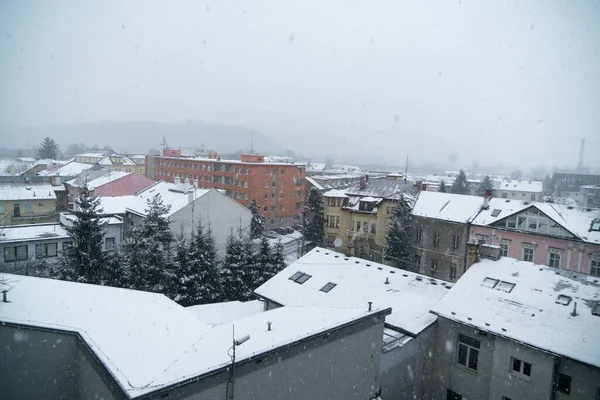 Nieve Paisaje Urbano Día Tiempo Disparo — Foto de Stock