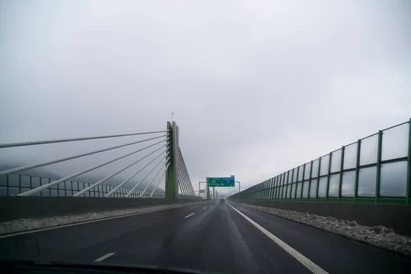 Jembatan Jalan Raya Latar Belakang Slowakia — Stok Foto