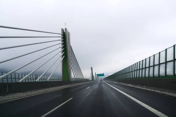 Bridge on highway on background . Slovakia