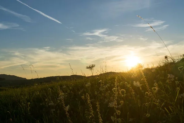 Lever Coucher Soleil Sur Les Collines Ville Slovaquie — Photo