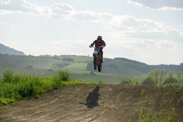 City Zilina Country Slovakia Date Apr 2018 Motorcyclist Riding Road — Stock Fotó