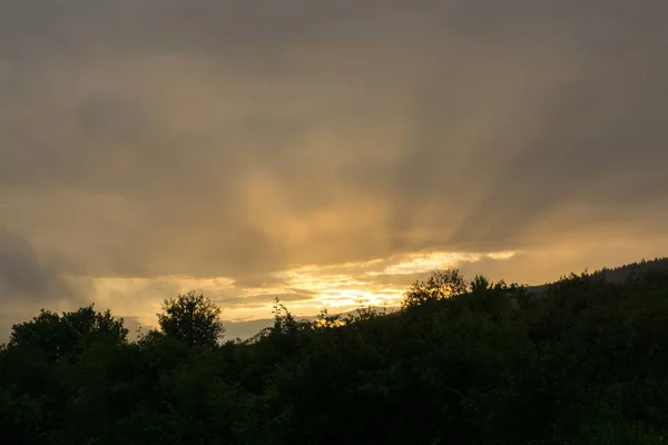 Schöner Sonnenuntergang Über Dem Hügel Der Slowakei — Stockfoto