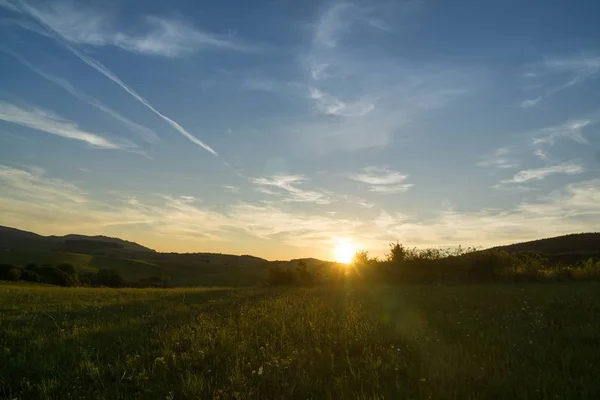 Magnifique Coucher Soleil Sur Les Collines Slovaquie — Photo